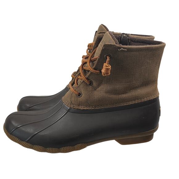 Sperry Women's Saltwater Duck Boots Brown/Dark Green STS99729 Size 10 - Picture 1 of 8